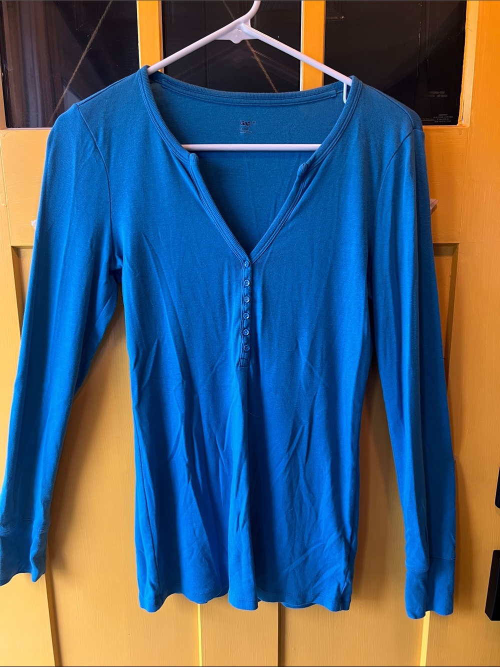 GAP Long Sleeve Henley Top - Teal Blue